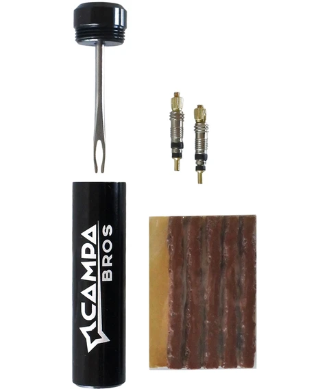 CAMPA BROS Tubeless Repair Kit with Tool, 5 Plugs 3.5 x 50mm and 2 Presta Valve Cores
